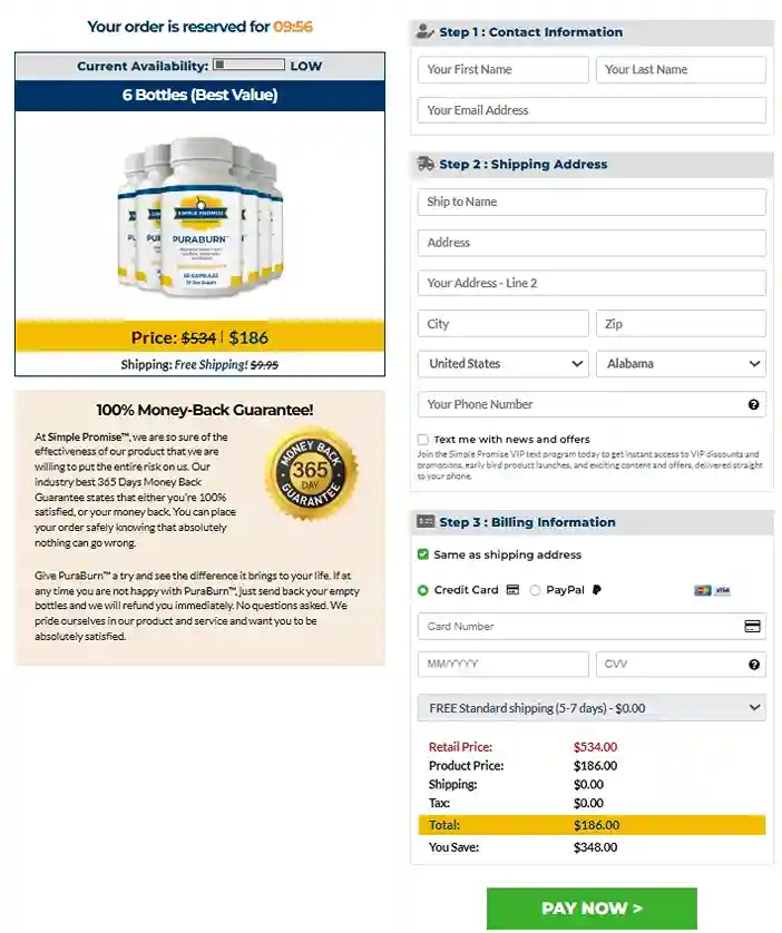 PuraBurn Order Page